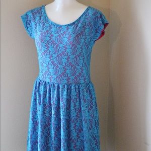 Urban Renewal Blue and pink overlay lace dress